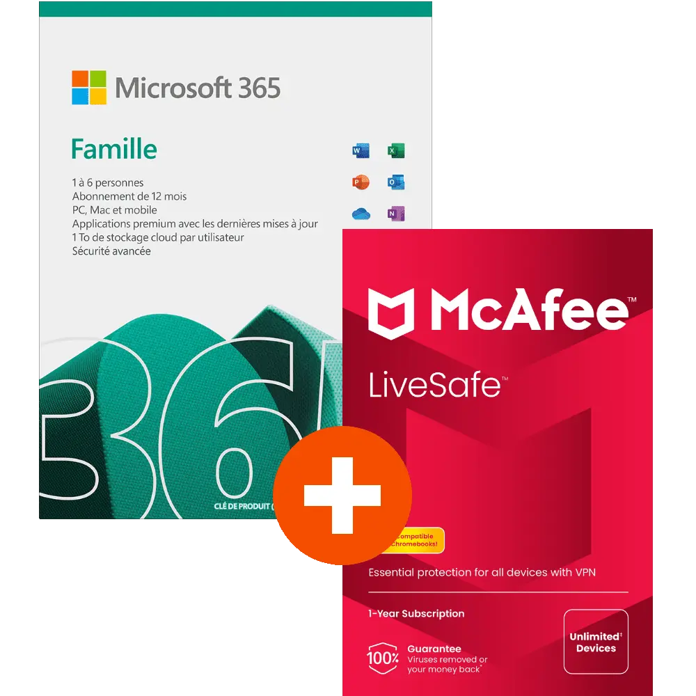Microsoft 365 Famille + McAfee LiveSafe